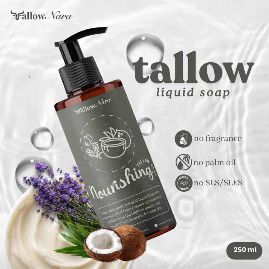 Nourishing Tallow Liquid Soap, Sabun Tallow Kastil Alami